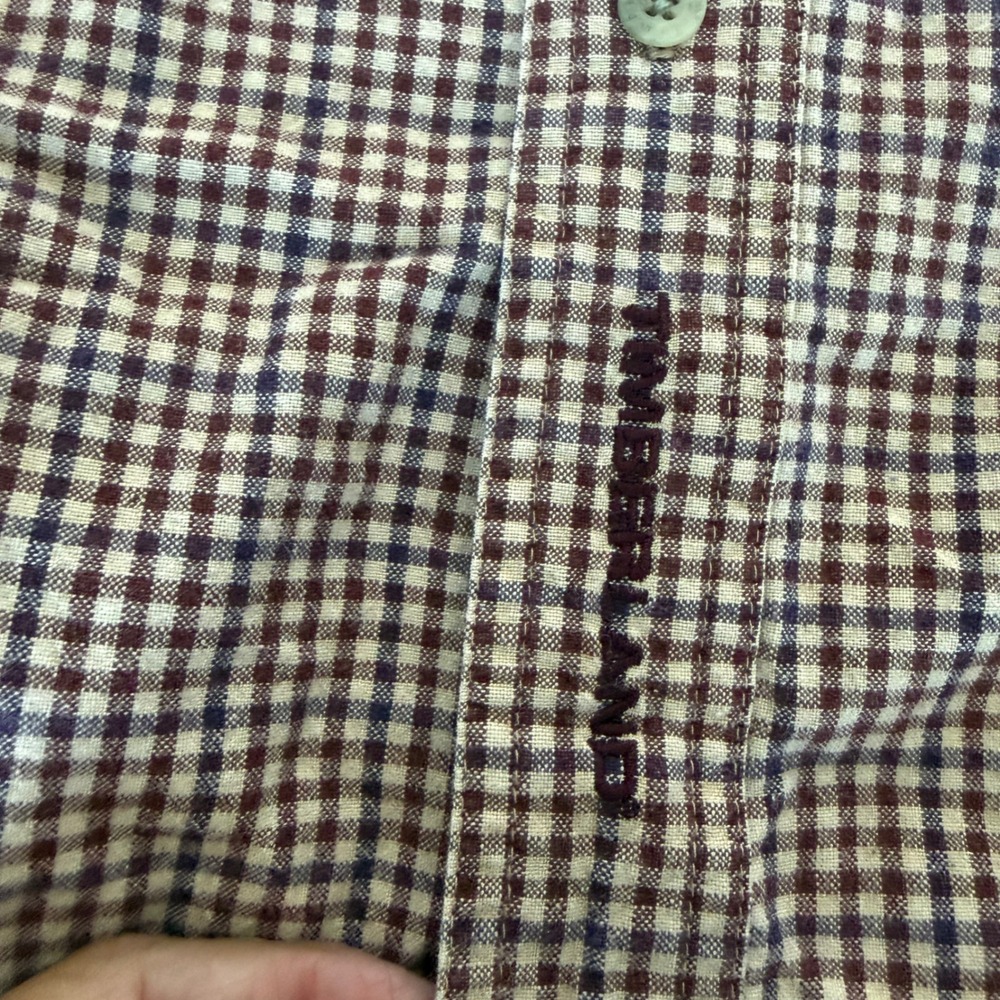 Timberland Mens Brown Gingham Check Long Sleeve Button Down Shirt XL - Picture 8 of 10